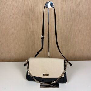 Kate Spade Two Tone Black Cream Chain Crossbody Shoulder Bag
